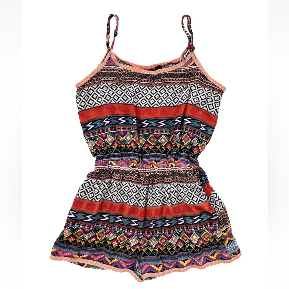 Fun & Flirt Romper Bohemian Geometric Aztec inspired Pattern- Size Large